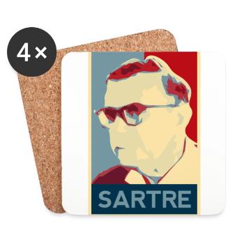 Jean-Paul Sartre Shirt - Untersetzer (4er-Set) - Weiß - Vorne