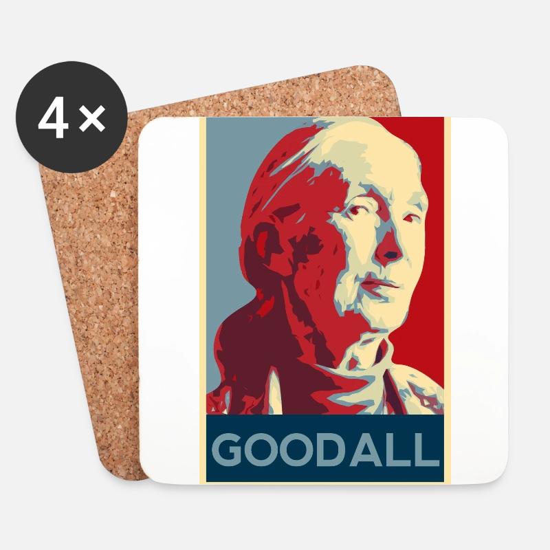 Jane Goodall Shirt - Untersetzer (4er-Set) - Weiß