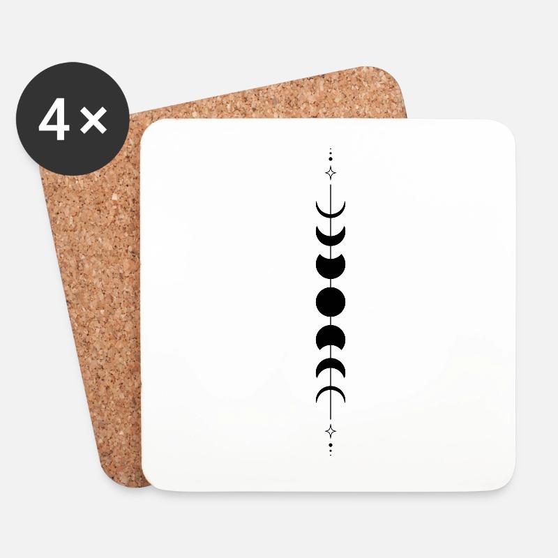 Design "Moons" - Untersetzer (4er-Set) - Weiß