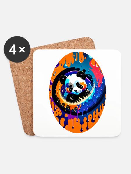 Buntes Kunst Potrait Panda 5 - Untersetzer (4er-Set) - Weiß