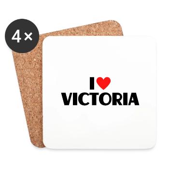 J’aime Victoria Coeur Graphique Nom Cadeau - Dessous de verre (lot de 4) - blanc - Devant