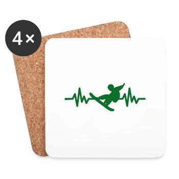 Heartbeat Snowboard - Sports d’hiver Piste de neige - Dessous de verre (lot de 4) - blanc - Devant