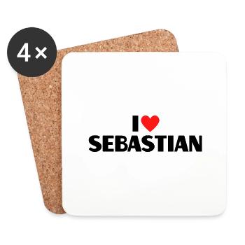 I Love Sebastian Heart Graphic Name Gift - Coasters (set of 4) - white - Front