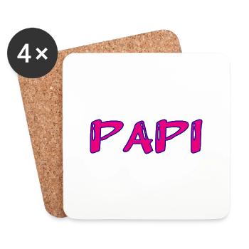 PAPY. FÊTE DES PÈRES. BONNE FÊTE PAPY. JE T'AIME. - Dessous de verre (lot de 4) - blanc - Devant
