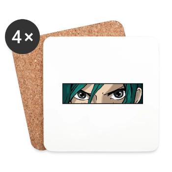 Anime Girl Eyes - Coasters (set of 4) - white - Front