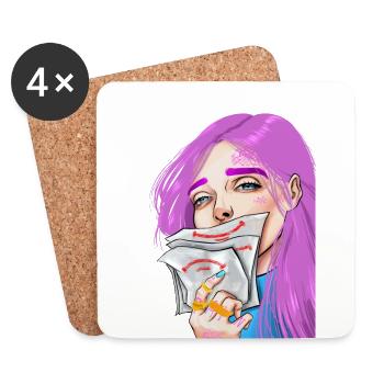 Purple Girl Limitless | Cheveux roses - Dessous de verre (lot de 4) - blanc - Devant