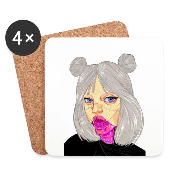 Freaky Robot Girl - Untersetzer (4er-Set) - Weiß - Vorne