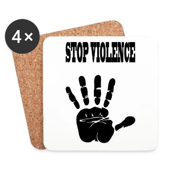 Stop à la violence - Dessous de verre (lot de 4) - blanc - Devant