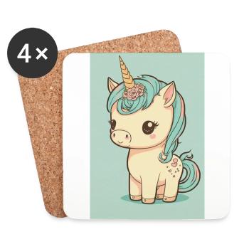 Bébé licorne - Dessous de verre (lot de 4) - blanc - Devant