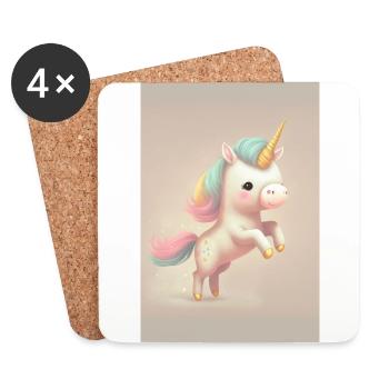 Bébé licorne - Dessous de verre (lot de 4) - blanc - Devant