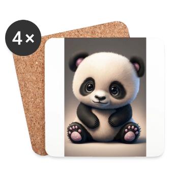 Bébé panda mignon - Dessous de verre (lot de 4) - blanc - Devant
