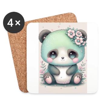 Baby Panda Prinzessin - Untersetzer (4er-Set) - Weiß - Vorne