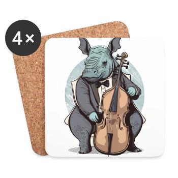 Nashorn - Untersetzer (4er-Set) - Weiß - Vorne
