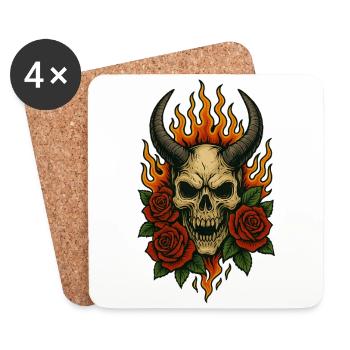 Crâne d'Enfer - Dessous de verre (lot de 4) - blanc - Devant