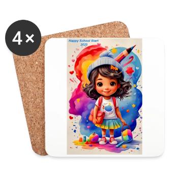Mode & More « Inscription à l’école 2025 » 🎒📏🍎😎❣️ - Dessous de verre (lot de 4) - blanc - Devant
