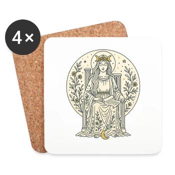 Hohe Priesterin – Ameyari Große Arkana Tarotkarte - Untersetzer (4er-Set) - Weiß - Vorne