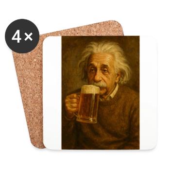 Einstein + Bière - Dessous de verre (lot de 4) - blanc - Devant