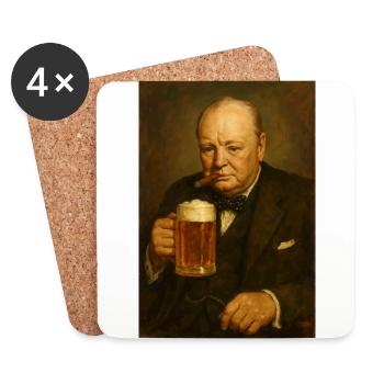 Churchill + Bière + Cigare - Dessous de verre (lot de 4) - blanc - Devant