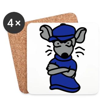 Coole Ratte - Gangster - Untersetzer (4er-Set) - Weiß - Vorne