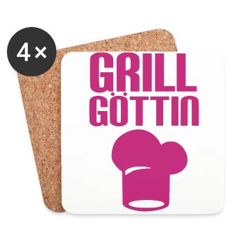Grill Göttin - Grillen - Untersetzer (4er-Set) - Weiß - Vorne