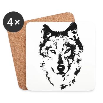 Wolf - Untersetzer (4er-Set) - Weiß - Vorne