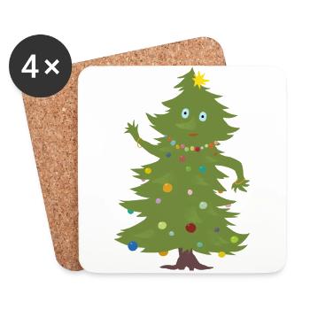 Weihnachtsbaum - Untersetzer (4er-Set) - Weiß - Vorne