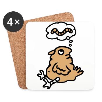 Oiseau faim - Dessous de verre (lot de 4) - blanc - Devant
