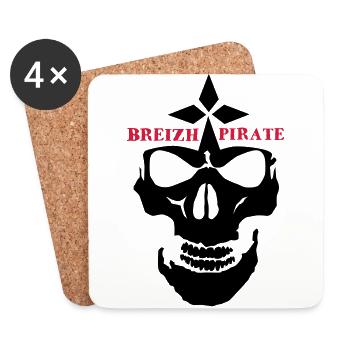 breizh pirate tete de mort crane hermine - Dessous de verre (lot de 4) - blanc - Devant