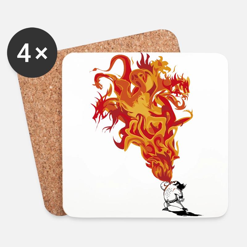 Feuerschlucker - Untersetzer (4er-Set) - Weiß
