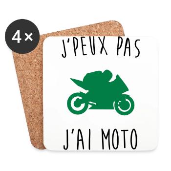 j'peux pas j'ai moto - Dessous de verre (lot de 4) - blanc - Devant