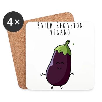 Baila vegan Aubergine regaeton - Untersetzer (4er-Set) - Weiß - Vorne
