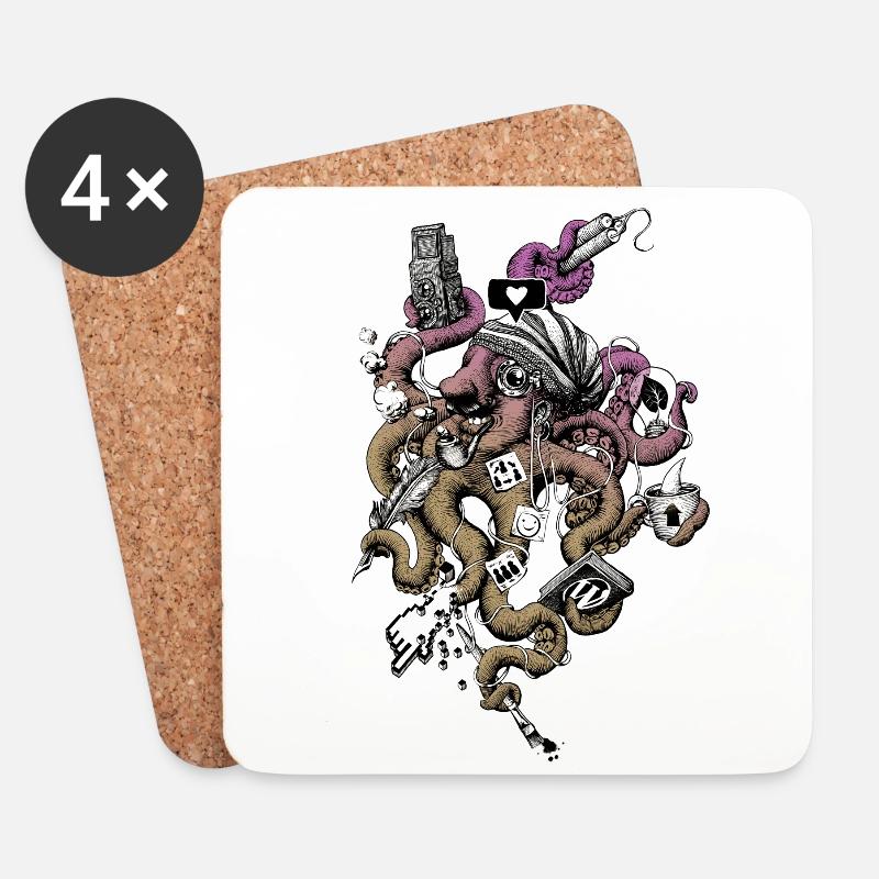 Octopus - Untersetzer (4er-Set) - Weiß