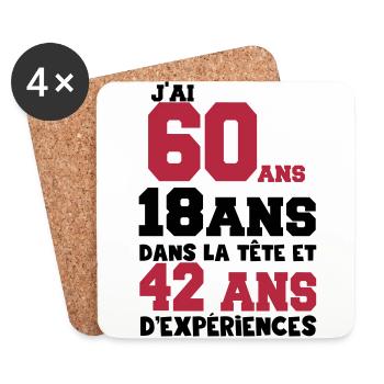 j'ai 60 ans - Dessous de verre (lot de 4) - blanc - Devant