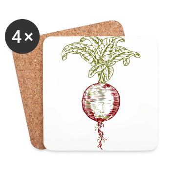 ruebe rueben beet turnip veggie vegetables vegetables - Coasters (set of 4) - white - Front