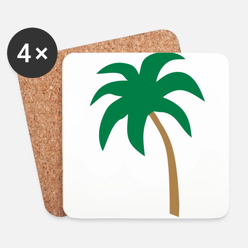 Palme - Untersetzer (4er-Set) - Weiß