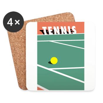 Minimaliste Court de Tennis Sports - Dessous de verre (lot de 4) - blanc - Devant
