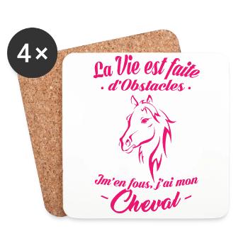 Tshirt équitation - J'ai mon Cheval - Dessous de verre (lot de 4) - blanc - Devant