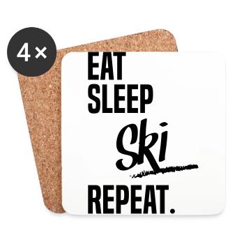 EAT SLEEP SKI - Untersetzer (4er-Set) - Weiß - Vorne