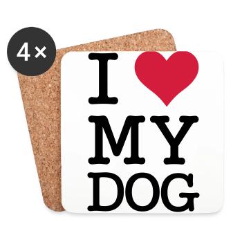 I Love My Dog - Dessous de verre (lot de 4) - blanc - Devant