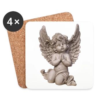 Guard angel with wings as a gift - Coasters (set of 4) - white - Front