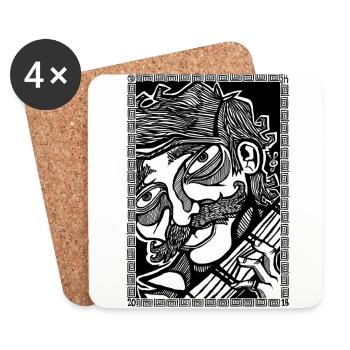 musique moustache - Dessous de verre (lot de 4) - blanc - Devant