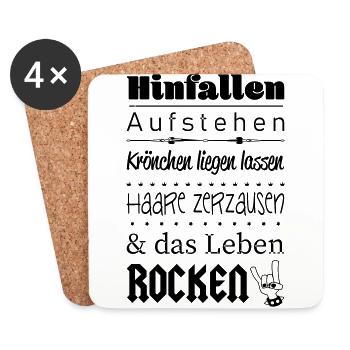 Aufstehen und das Leben ROCKEN :) - Untersetzer (4er-Set) - Weiß - Vorne