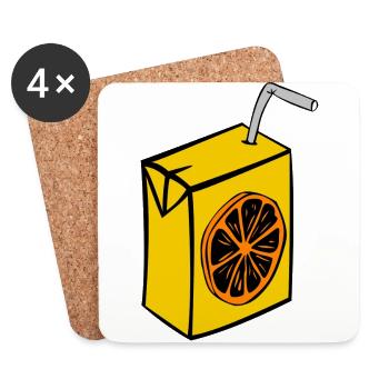 saft box karton einweg stroh orange getraenke - Untersetzer (4er-Set) - Weiß - Vorne