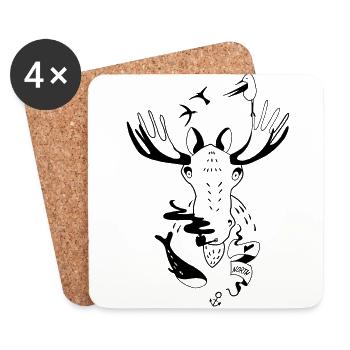 Seemann Elch Skandinavien Illustration Geschenk - Untersetzer (4er-Set) - Weiß - Vorne