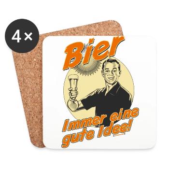 AD Bier gute Idee - Geburtstags Geschenk - - Untersetzer (4er-Set) - Weiß - Vorne