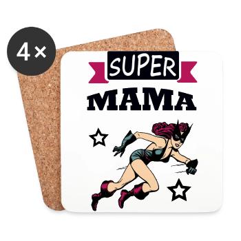 Super Mama - Untersetzer (4er-Set) - Weiß - Vorne