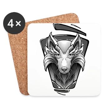 Wolf Tattoo Design - Untersetzer (4er-Set) - Weiß - Vorne