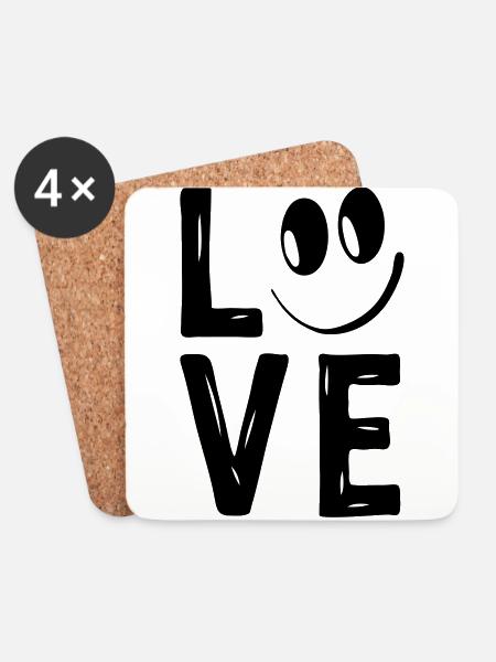 Love Smile Liebe Herzchen Herzen Lachen Happy - Untersetzer (4er-Set) - Weiß