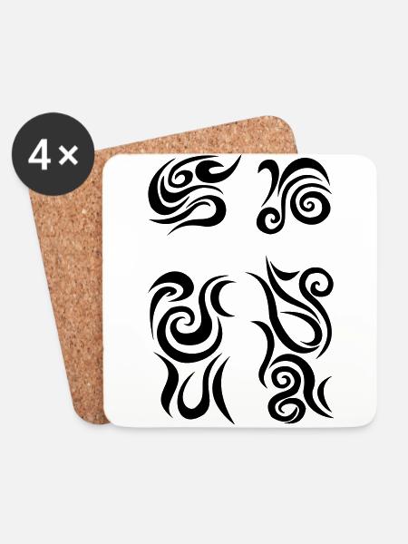 squiggle cross with outlines - Coasters (set of 4) - white