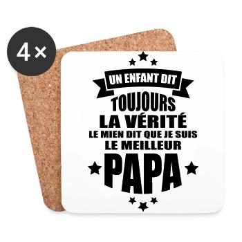 je suis le meilleur papa - Dessous de verre (lot de 4) - blanc - Devant